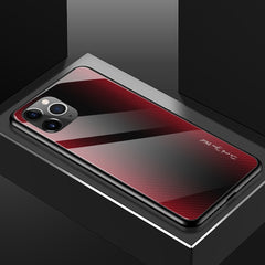 Carbon Fiber Texture Gradient Color Glass Case, For iPhone 11