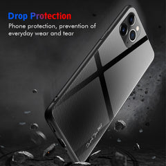 Carbon Fiber Texture Gradient Color Glass Case, For iPhone 11