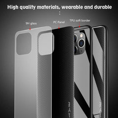 Carbon Fiber Texture Gradient Color Glass Case, For iPhone 11