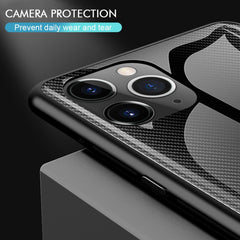 Carbon Fiber Texture Gradient Color Glass Case, For iPhone 11