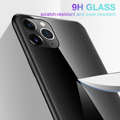 Carbon Fiber Texture Gradient Color Glass Case, For iPhone 11