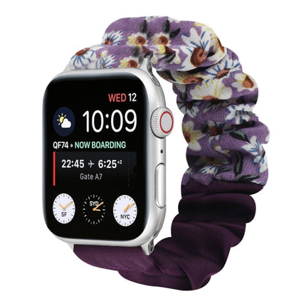 Butterfly Pattern Hair Ring Cloth Watch Strap, For Apple Watch Ultra 49mm / Series 8&7 45mm / SE 2&6&SE&5&4 44mm / 3&2&1 42mm