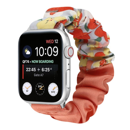 Butterfly Pattern Hair Ring Cloth Watch Strap, For Apple Watch Ultra 49mm / Series 8&7 45mm / SE 2&6&SE&5&4 44mm / 3&2&1 42mm