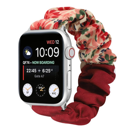 Butterfly Pattern Hair Ring Cloth Watch Strap, For Apple Watch Series 8&7 41mm / SE 2&6&SE&5&4 40mm / 3&2&1 38mm, For Apple Watch Series 7 41mm / 6 & SE & 5 & 4 40mm / 3 & 2 & 1 38mm, For Apple Watch pSeries 7 41mm / 6 & SE & 5 & 4 40mm / 3 & 2 & 1 38m...