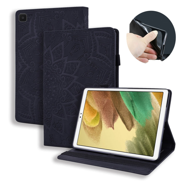 Calf Pattern Double Folding Design Embossed Leather Case with Holder & Card Slots & Pen Slot & Elastic Band, For Samsung Galaxy Tab A7 Lite 8.7 (2021) T220 / T225, For Amazon Fire HD 10 / 10 Plus (2021)
