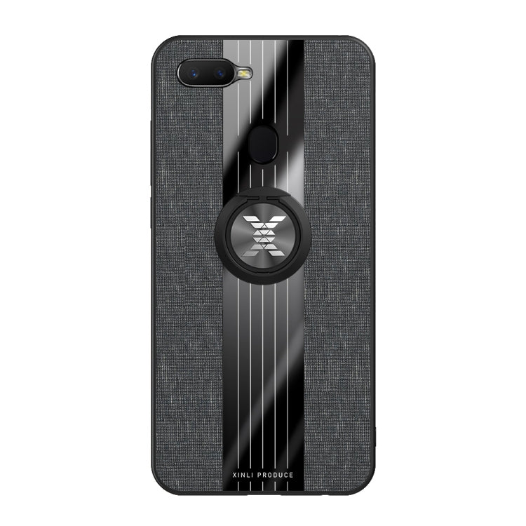 XINLI Stitching Cloth Textue Shockproof TPU Protective Case with Ring Holder, For OPPO A7X / F9, For OPPO A57, For OPPO A59, For OPPO A73