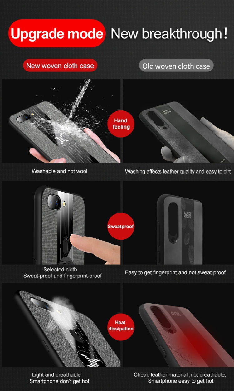 XINLI Stitching Cloth Textue Shockproof TPU Protective Case with Ring Holder, For OPPO R15 Dream Mirror Edition, For OPPO Realme Q, For OPPO Realme X / K3, For OPPO Realme X Lite