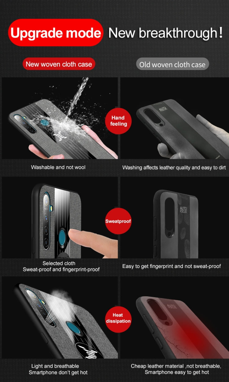 XINLI Stitching Cloth Textue Shockproof TPU Protective Case with Ring Holder