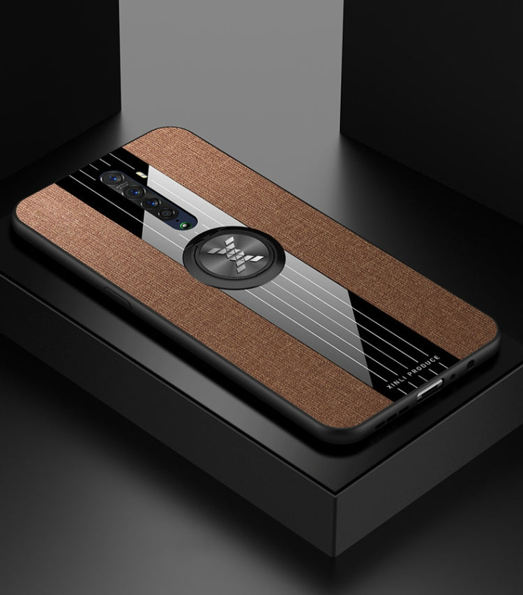 XINLI Stitching Cloth Textue Shockproof TPU Protective Case with Ring Holder, For OPPO Reno, For OPPO Reno 2, For OPPO Reno Z