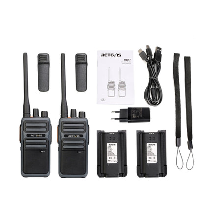 1 Pair RETEVIS RB617 PMR446 16CHS License-free Two Way Radio Handheld Walkie Talkie, EU Plug