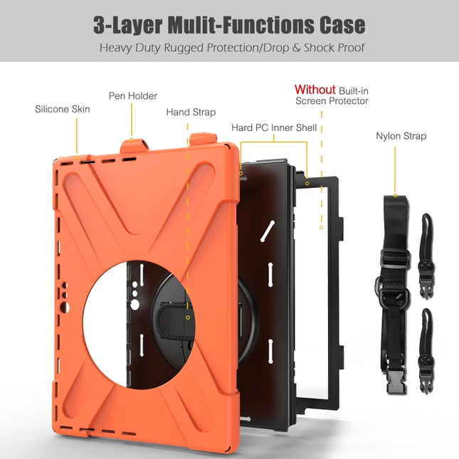 Shockproof Colorful Silicone + PC Protective Case with Holder & Hand Strap & Pen Slot