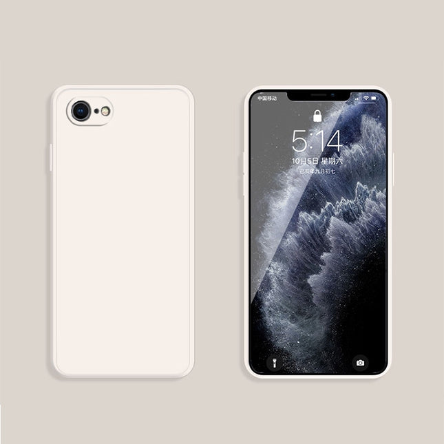 Funda protectora de cobertura total a prueba de caídas con borde recto de silicona líquida de imitación de color sólido para iPhone 8 Plus/7 Plus, iPhone X/XS, iPhone XR