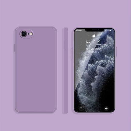 Funda protectora de cobertura total a prueba de caídas con borde recto de silicona líquida de imitación de color sólido para iPhone 8 Plus/7 Plus, iPhone X/XS, iPhone XR