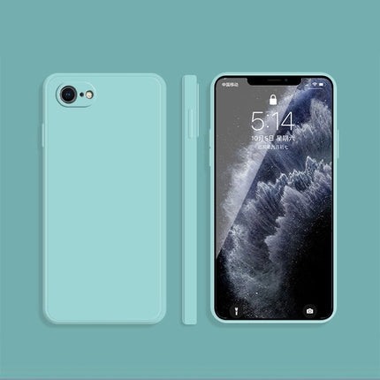 Funda protectora de cobertura total a prueba de caídas con borde recto de silicona líquida de imitación de color sólido para iPhone 8 Plus/7 Plus, iPhone X/XS, iPhone XR