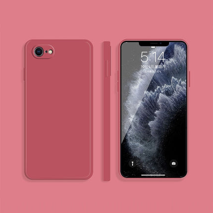 Funda protectora de cobertura total a prueba de caídas con borde recto de silicona líquida de imitación de color sólido para iPhone 8 Plus/7 Plus, iPhone X/XS, iPhone XR