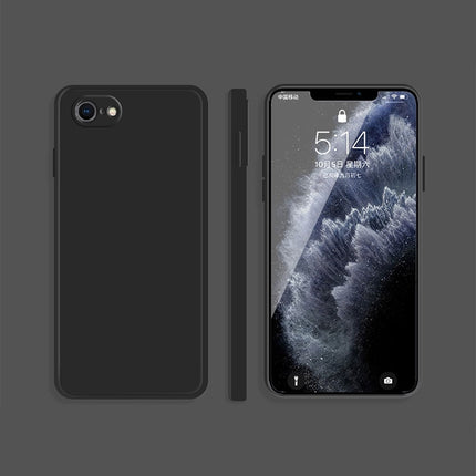 Funda protectora de cobertura total a prueba de caídas con borde recto de silicona líquida de imitación de color sólido para iPhone 8 Plus/7 Plus, iPhone X/XS, iPhone XR