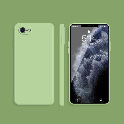 Funda protectora de cobertura total a prueba de caídas con borde recto de silicona líquida de imitación de color sólido para iPhone 8 Plus/7 Plus, iPhone X/XS, iPhone XR