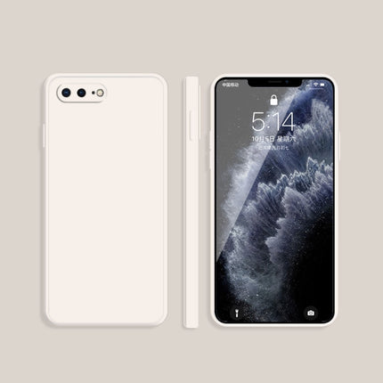 Funda protectora de cobertura total a prueba de caídas con borde recto de silicona líquida de imitación de color sólido para iPhone 8 Plus/7 Plus, iPhone X/XS, iPhone XR