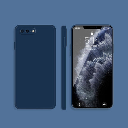 Funda protectora de cobertura total a prueba de caídas con borde recto de silicona líquida de imitación de color sólido para iPhone 8 Plus/7 Plus, iPhone X/XS, iPhone XR