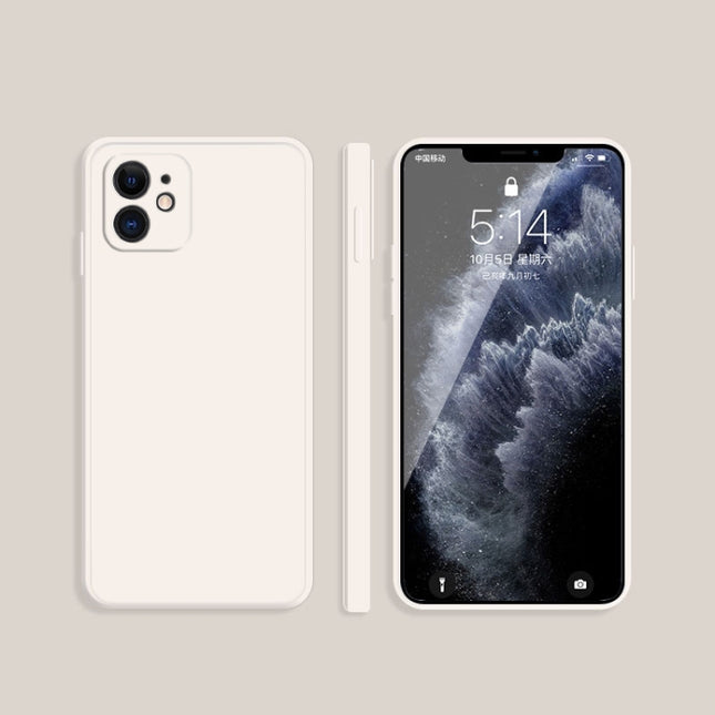 Einfarbige, imitierte, flüssige Silikonhülle mit geraden Kanten, sturzsichere, vollständige Abdeckung, für iPhone 11 Pro Max, für iPhone 12 Mini, für iPhone 12