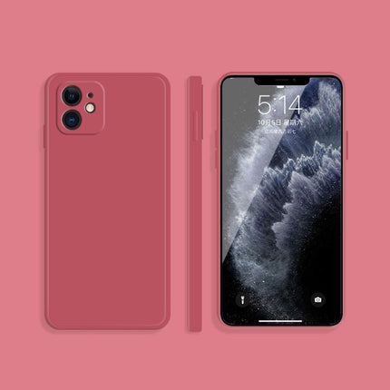 Einfarbige, imitierte, flüssige Silikonhülle mit geraden Kanten, sturzsichere, vollständige Abdeckung, für iPhone 11 Pro Max, für iPhone 12 Mini, für iPhone 12