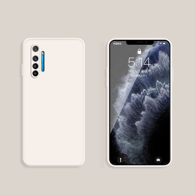 Solid Color Liquid Silicone Straight Edge Dropproof Full Coverage Protective Case, For OPPO Realme X2 / K5