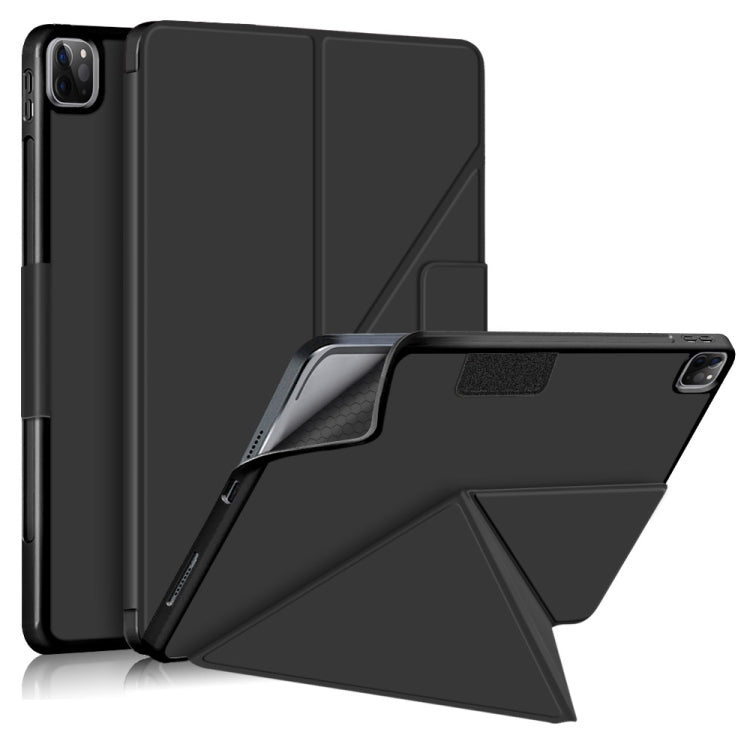 Mehrfach faltbares, horizontales Flip-Case aus PU-Leder mit Stoffstruktur, stoßfest, mit Halterung und Schlaf-/Weckfunktion, für iPad Pro 12.9 2022/2021