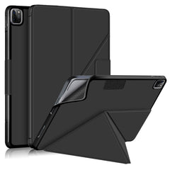 Mehrfach faltbares, horizontales Flip-Case aus PU-Leder mit Stoffstruktur, stoßfest, mit Halterung und Schlaf-/Weckfunktion, für iPad Pro 12.9 2022/2021
