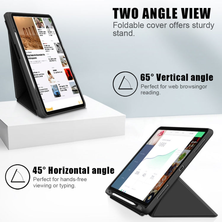 Mehrfach faltbares, horizontales Flip-Case aus PU-Leder mit Stoffstruktur, stoßfest, mit Halterung und Schlaf-/Weckfunktion, für iPad Pro 12.9 2022/2021