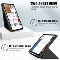 Mehrfach faltbares, horizontales Flip-Case aus PU-Leder mit Stoffstruktur, stoßfest, mit Halterung und Schlaf-/Weckfunktion, für iPad Pro 12.9 2022/2021