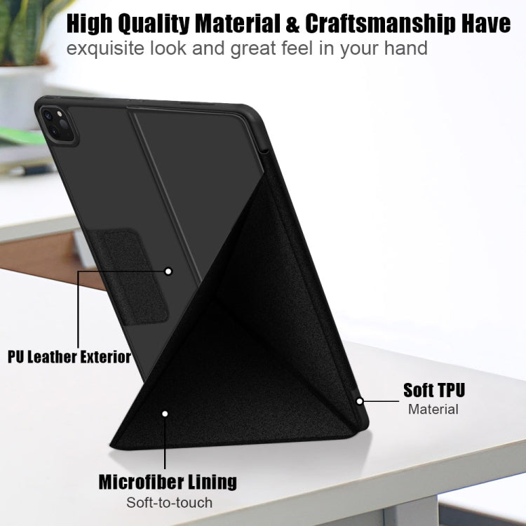 Mehrfach faltbares, horizontales Flip-Case aus PU-Leder mit Stoffstruktur, stoßfest, mit Halterung und Schlaf-/Weckfunktion, für iPad Pro 12.9 2022/2021