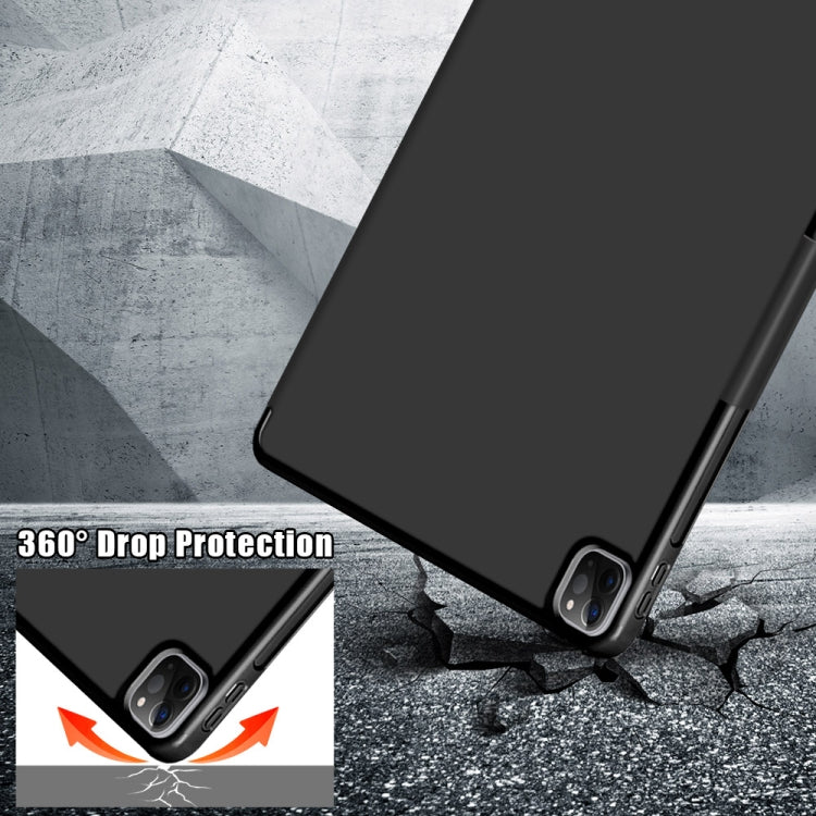 Mehrfach faltbares, horizontales Flip-Case aus PU-Leder mit Stoffstruktur, stoßfest, mit Halterung und Schlaf-/Weckfunktion, für iPad Pro 12.9 2022/2021