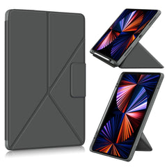 Cloth Texture Multi-folding Horizontal Flip PU Leather Shockproof Case with Holder & Sleep / Wake-up Function, For iPad Pro 12.9 2022 / 2021