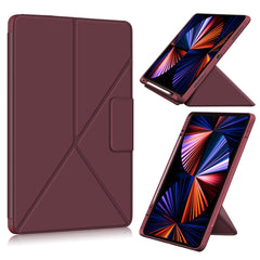 Cloth Texture Multi-folding Horizontal Flip PU Leather Shockproof Case with Holder & Sleep / Wake-up Function, For iPad Pro 12.9 2022 / 2021