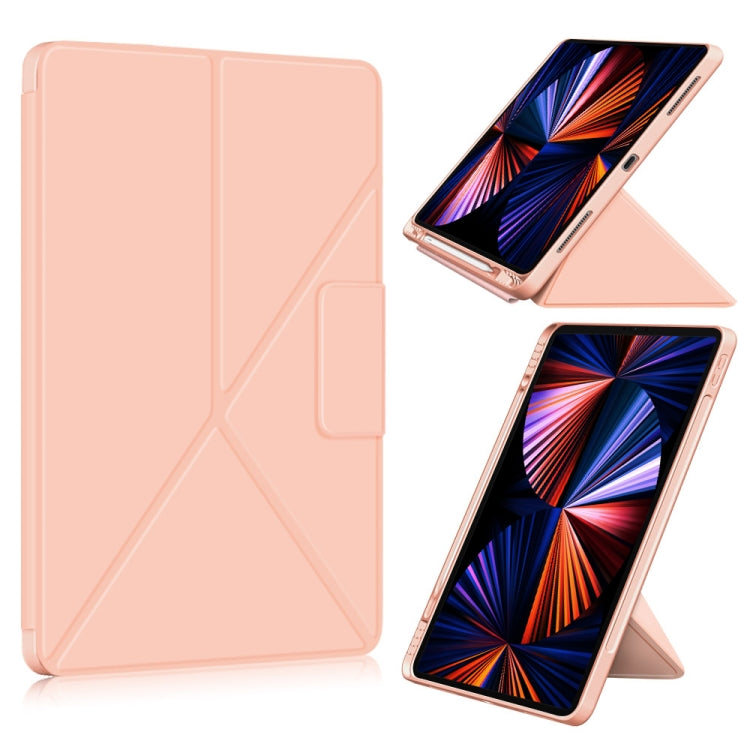 Mehrfach faltbares, horizontales Flip-Case aus PU-Leder mit Stoffstruktur, stoßfest, mit Halterung und Schlaf-/Weckfunktion, für iPad Pro 12.9 2022/2021