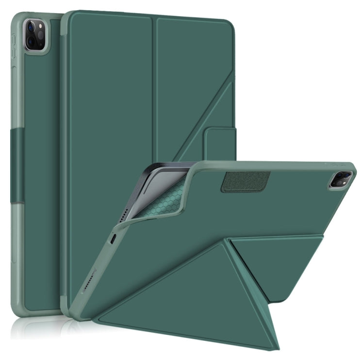 Mehrfach faltbares, horizontales Flip-Case aus PU-Leder mit Stoffstruktur, stoßfest, mit Halterung und Schlaf-/Weckfunktion, für iPad Pro 12.9 2022/2021