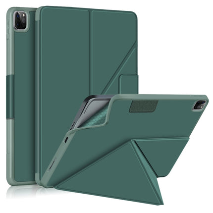 Cloth Texture Multi-folding Horizontal Flip PU Leather Shockproof Case with Holder & Sleep / Wake-up Function, For iPad Pro 12.9 2022 / 2021