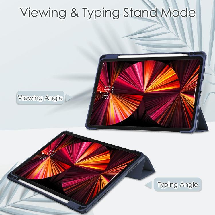 Funda abatible horizontal de acrílico TPU + cuero PU con tres pliegues, con soporte, ranura para bolígrafo y función de suspensión/activación, para iPad Pro 11 (2021/2020/2018)