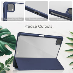 Funda abatible horizontal de acrílico TPU + cuero PU con tres pliegues, con soporte, ranura para bolígrafo y función de suspensión/activación, para iPad Pro 11 (2021/2020/2018)