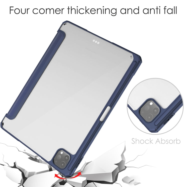Funda abatible horizontal de acrílico TPU + cuero PU con tres pliegues, con soporte, ranura para bolígrafo y función de suspensión/activación, para iPad Pro 11 (2021/2020/2018)