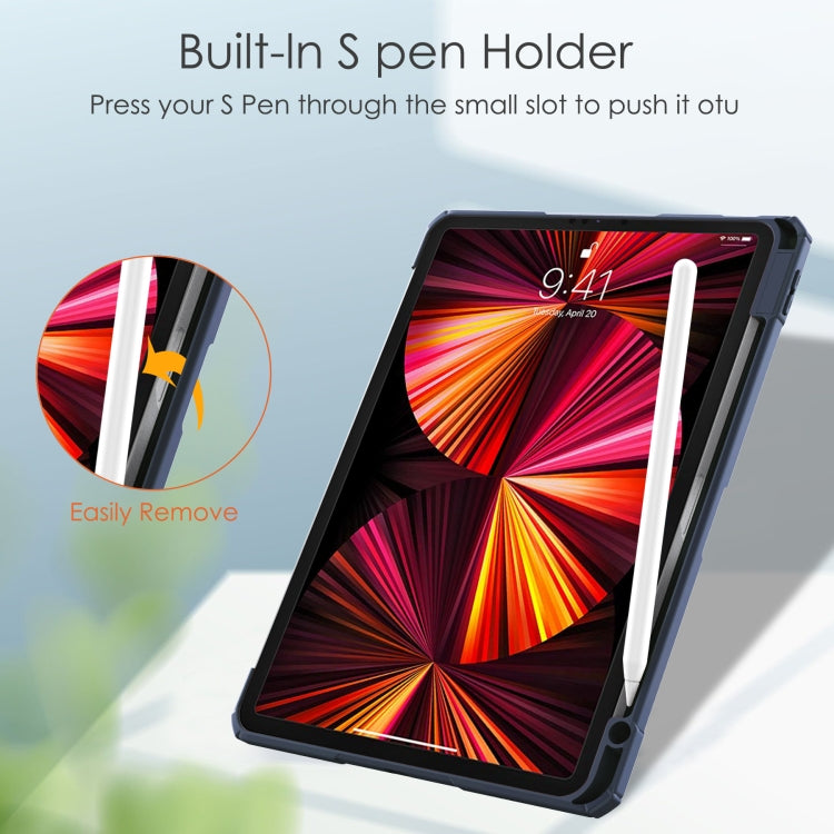 Funda abatible horizontal de acrílico TPU + cuero PU con tres pliegues, con soporte, ranura para bolígrafo y función de suspensión/activación, para iPad Pro 11 (2021/2020/2018)