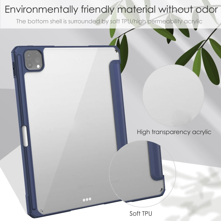 Funda abatible horizontal de acrílico TPU + cuero PU con tres pliegues, con soporte, ranura para bolígrafo y función de suspensión/activación, para iPad Pro 11 (2021/2020/2018)