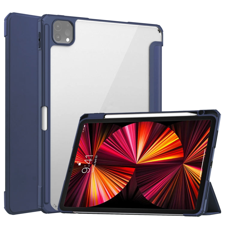 Funda abatible horizontal de acrílico TPU + cuero PU con tres pliegues, con soporte, ranura para bolígrafo y función de suspensión/activación, para iPad Pro 11 (2021/2020/2018)