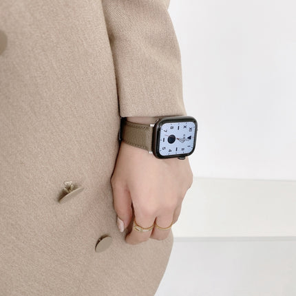 Sewing Thread Lychee Texture Leather Replacement Watchbands, For Apple Watch Ultra 49mm / Series 8&7 45mm / SE 2&6&SE&5&4 44mm / 3&2&1 42mm, For Series 7 41mm / 6 & SE & 5 & 4 40mm / 3 & 2 & 1 38mm