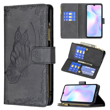 Flying Butterfly Embossing Pattern Zipper Horizontal Flip Leather Case with Holder & Card Slots & Wallet, For Xiaomi Redmi 9A, For Xiaomi Redmi 9C, For Xiaomi Redmi 9, For Xiaomi Redmi Note 10 Pro, For Xiaomi Redmi Note 9 Pro Max