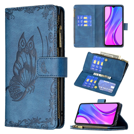 Flying Butterfly Embossing Pattern Zipper Horizontal Flip Leather Case with Holder & Card Slots & Wallet, For Xiaomi Redmi 9A, For Xiaomi Redmi 9C, For Xiaomi Redmi 9, For Xiaomi Redmi Note 10 Pro, For Xiaomi Redmi Note 9 Pro Max