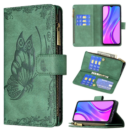 Flying Butterfly Embossing Pattern Zipper Horizontal Flip Leather Case with Holder & Card Slots & Wallet, For Xiaomi Redmi 9A, For Xiaomi Redmi 9C, For Xiaomi Redmi 9, For Xiaomi Redmi Note 10 Pro, For Xiaomi Redmi Note 9 Pro Max