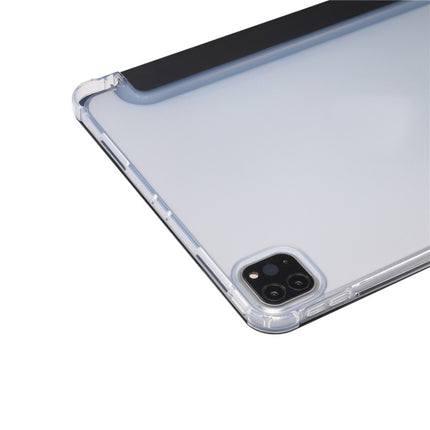 Dreifach faltbare, elektrisch gepresste Hautstruktur, horizontales Flip-Case mit stoßfester, transparenter TPU- und PU-Lederhülle mit Halterung und Stiftschlitz sowie Schlaf-/Weckfunktion, für iPad Pro 11 (2021)