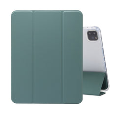 Three-folding Electric Pressed Skin Texture Horizontal Flip Shockproof Transparent TPU + PU Leather Case with Holder & Pen Slot & Sleep / Wake-up Function, For iPad Pro 11 (2021)