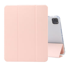 Three-folding Electric Pressed Skin Texture Horizontal Flip Shockproof Transparent TPU + PU Leather Case with Holder & Pen Slot & Sleep / Wake-up Function, For iPad Pro 11 (2021)